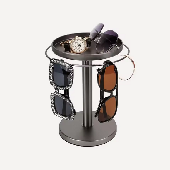Sunglasses Holder Organizer 360Rotatable Stainless Steel Eyeglasses Display Stand Eyewear Storage Rack for Desk Dresser