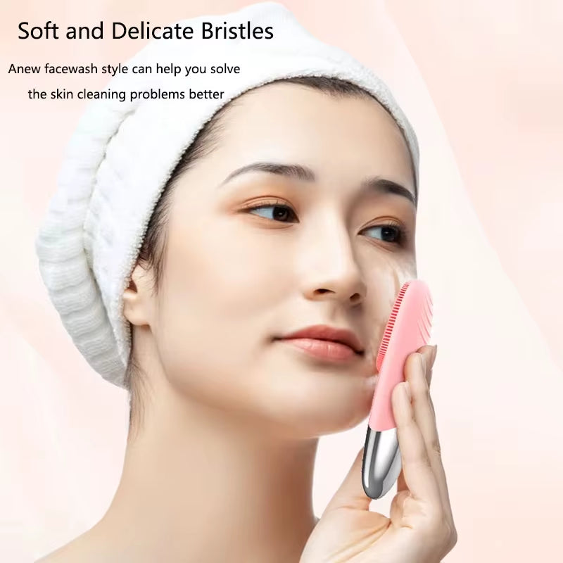 Electric Facial Cleansing Brush Silicone Square Charging Face Cleaner Motor Ultrasonic Cleaning Massage Tool