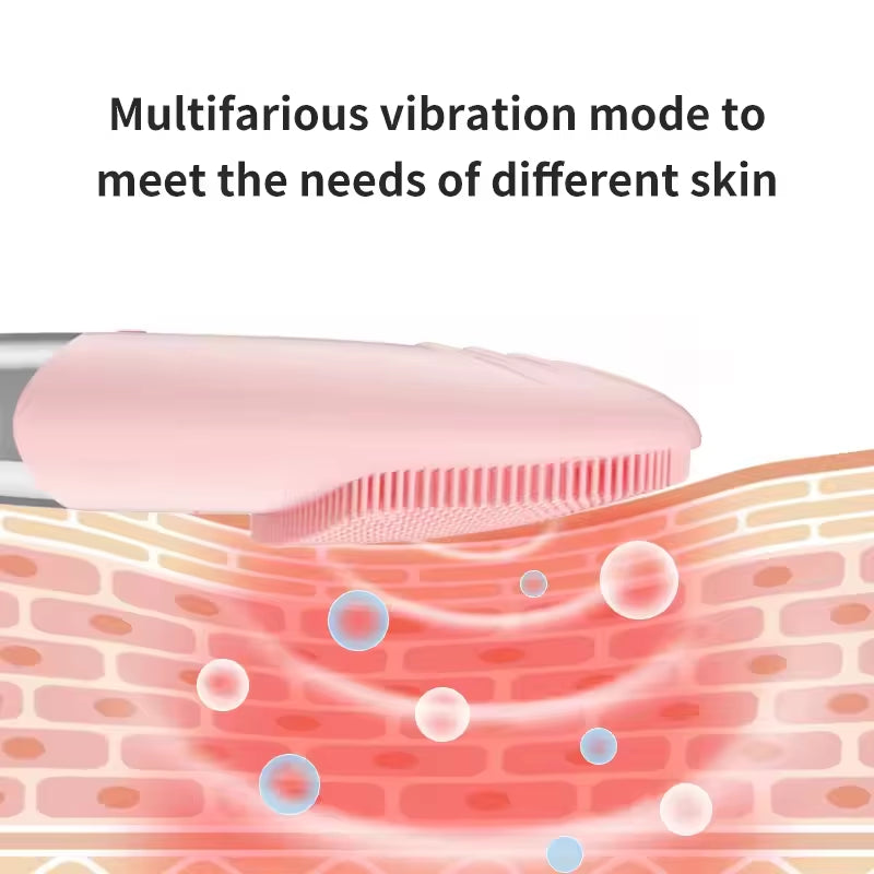 Electric Facial Cleansing Brush Silicone Square Charging Face Cleaner Motor Ultrasonic Cleaning Massage Tool