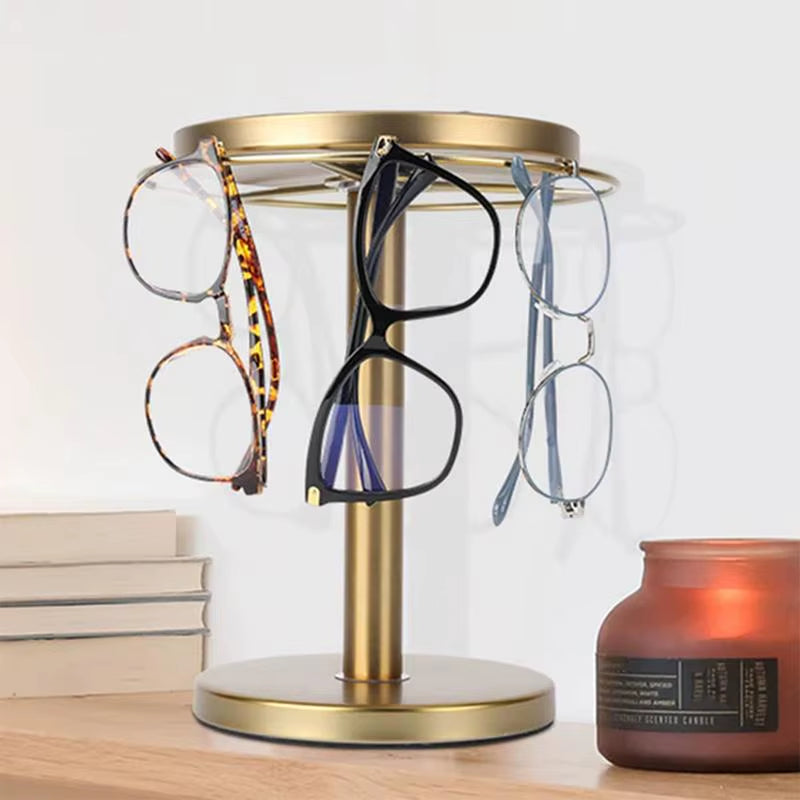 Sunglasses Holder Organizer 360Rotatable Stainless Steel Eyeglasses Display Stand Eyewear Storage Rack for Desk Dresser