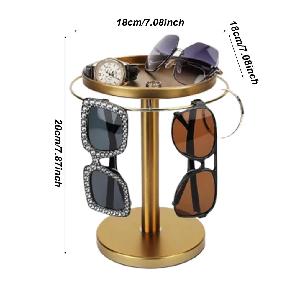 Sunglasses Holder Organizer 360Rotatable Stainless Steel Eyeglasses Display Stand Eyewear Storage Rack for Desk Dresser