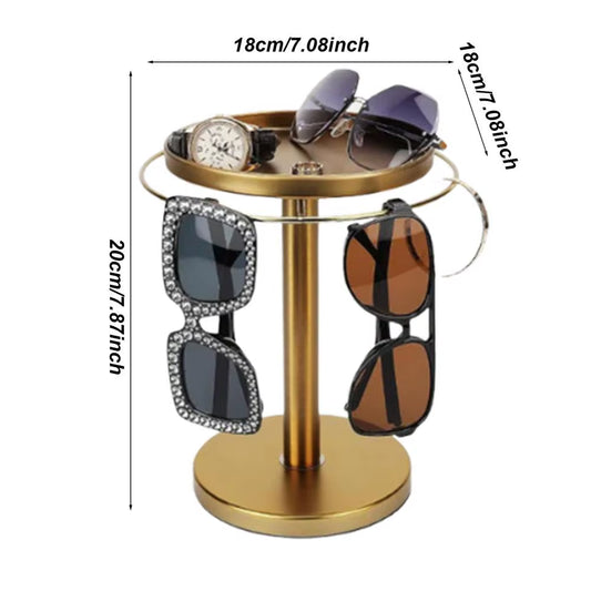 Sunglasses Holder Organizer 360Rotatable Stainless Steel Eyeglasses Display Stand Eyewear Storage Rack for Desk Dresser