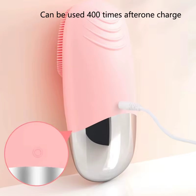 Electric Facial Cleansing Brush Silicone Square Charging Face Cleaner Motor Ultrasonic Cleaning Massage Tool