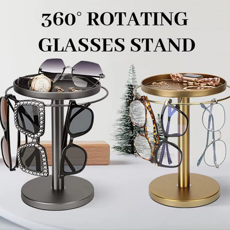 Sunglasses Holder Organizer 360Rotatable Stainless Steel Eyeglasses Display Stand Eyewear Storage Rack for Desk Dresser